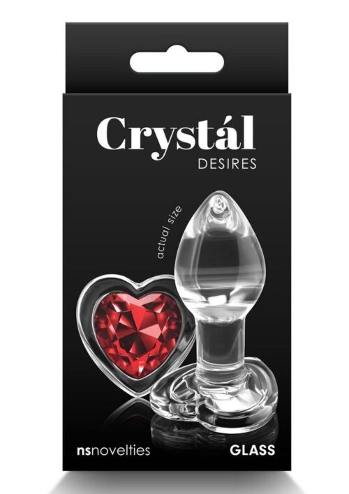 Crystal Desires Red Heart Glass Anal Plugs - Small