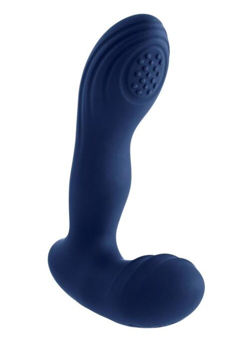 Playboy Pleasure Pleaser Rechargeable Silicone Vibrating Warming Prostate Massager with Remote Control - Blue