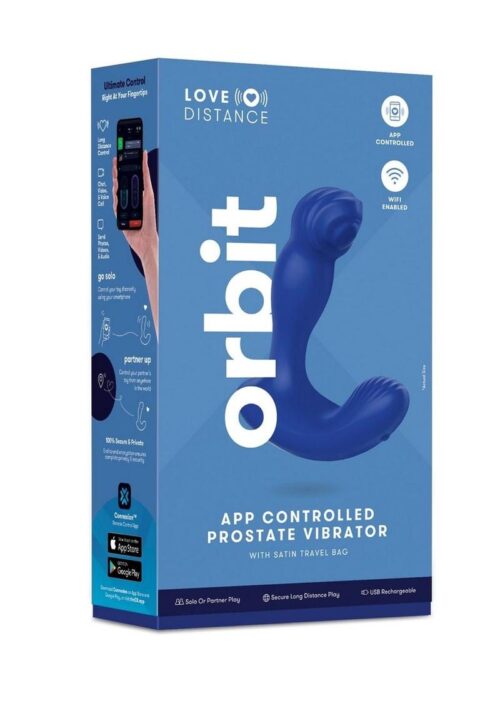 Love Distance Link App Controlled Silicone Rechargeable Prostate Vibrator - Blue