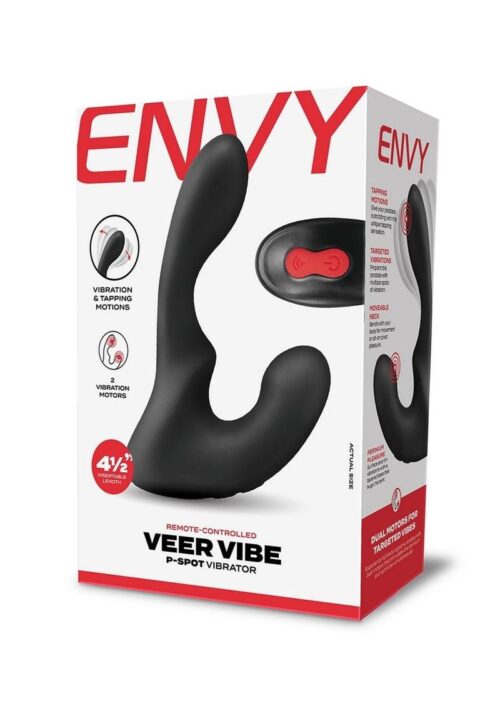Envy Toys Veer Vibe Remote Controlled Rechargeable Silicone P-Spot Vibrator - Black